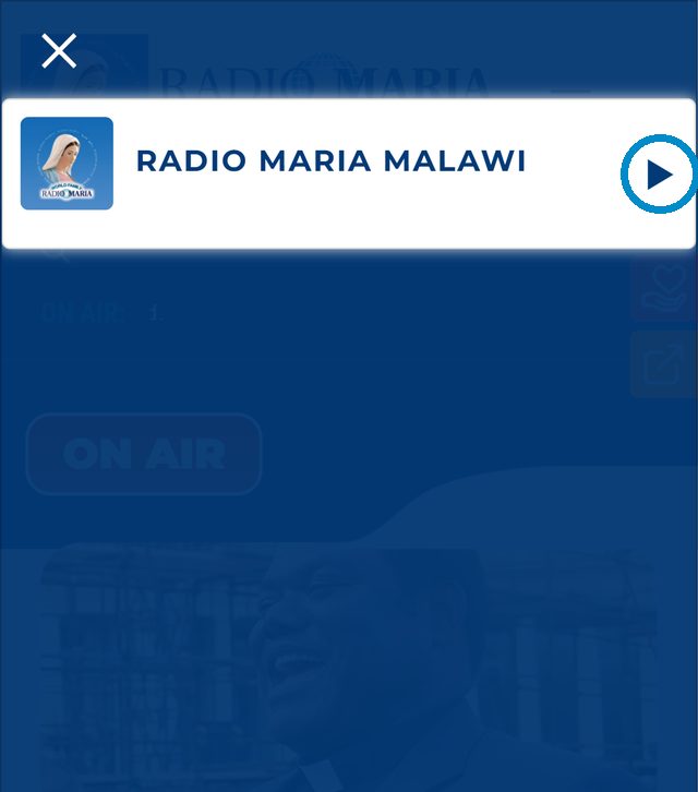 How to Listen to Radio Maria Malawi: Live Online, FM Frequencies and More 3 Radio Maria Malawi station list on a phone with the play button circled